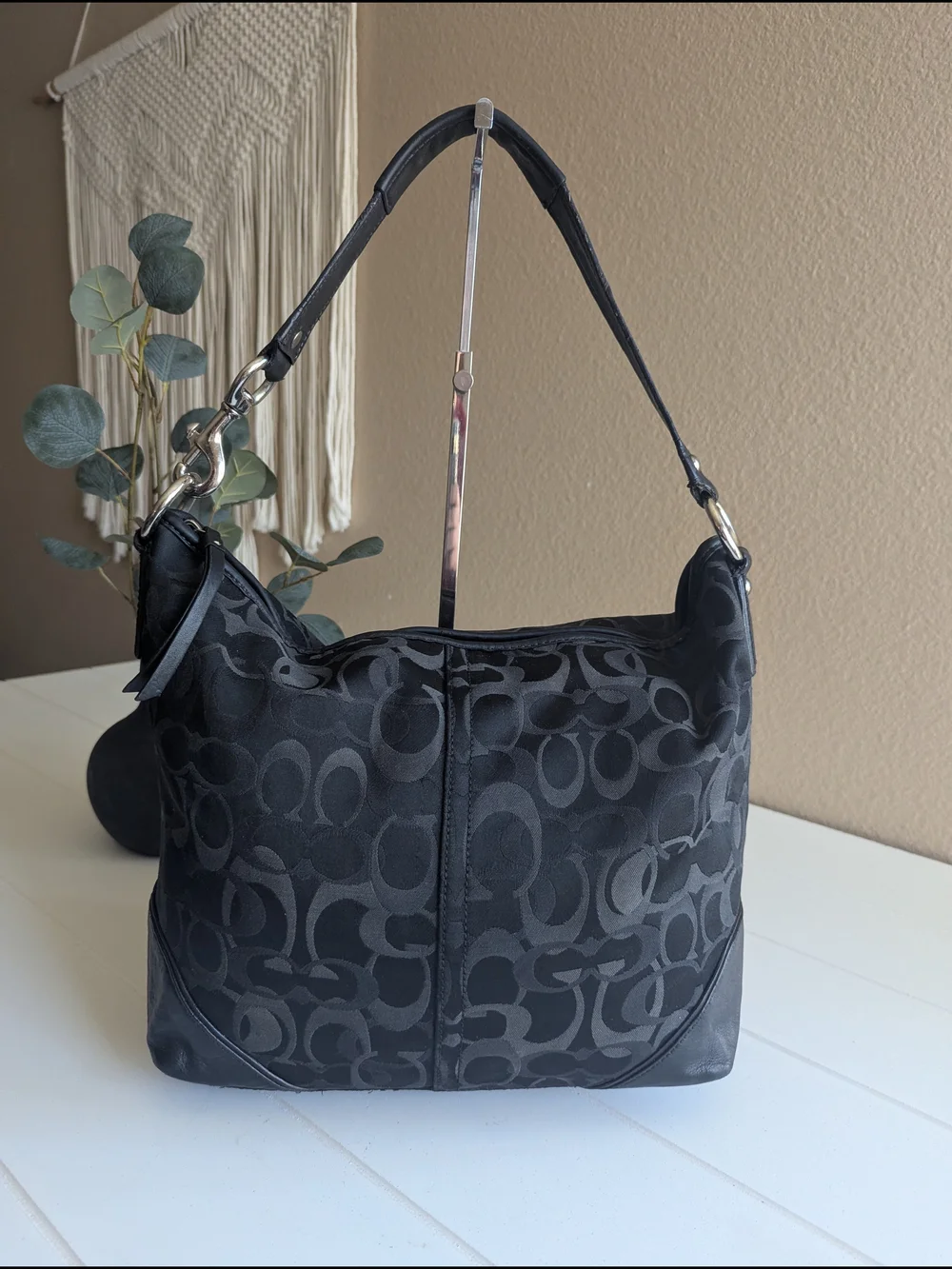 Vintage Coach Chelsea Optic Signature Hobo Shoulder Bag